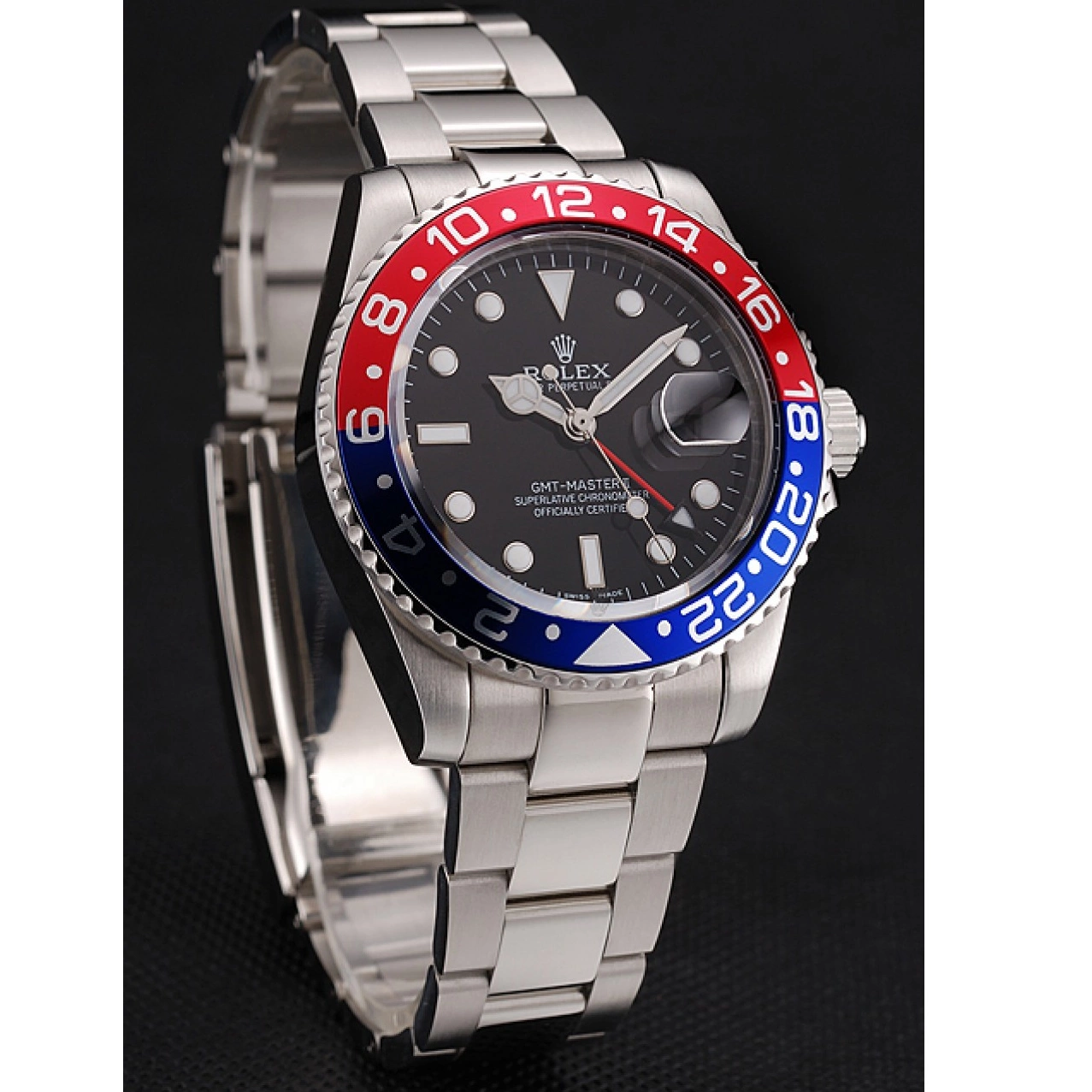 Best AAA Replica Sites Case Stainless GMT Steel Rolex Black Swiss Pepsi Dial And Bracelet II Master 1453751 Bezel 0817